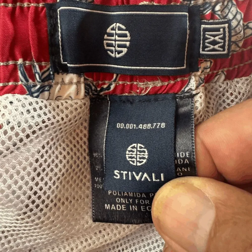 Stivali Men's Lobster Print Drawstring Swim Trunks‎ Shorts Red White Size XXL